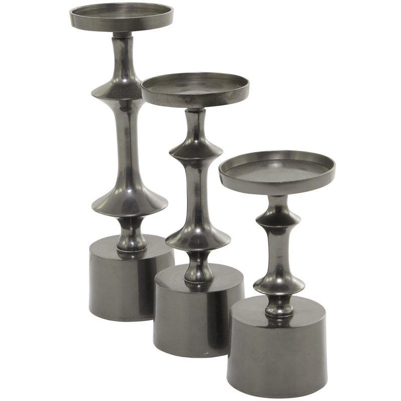 Ensemble de porte-bougie en aluminium, Noir