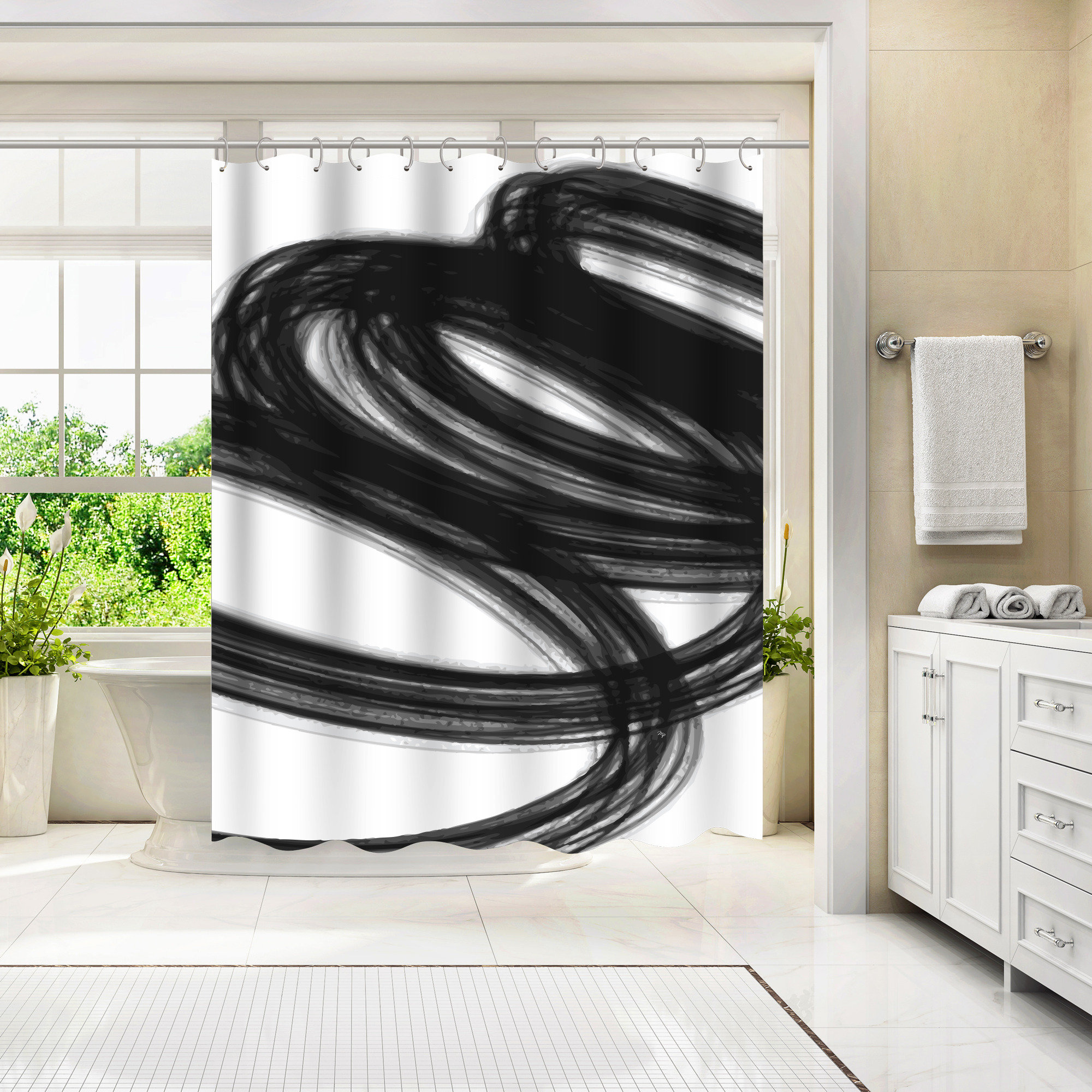 Willa Arlo Interiors Vantassel Abstract Shower Curtain & Reviews