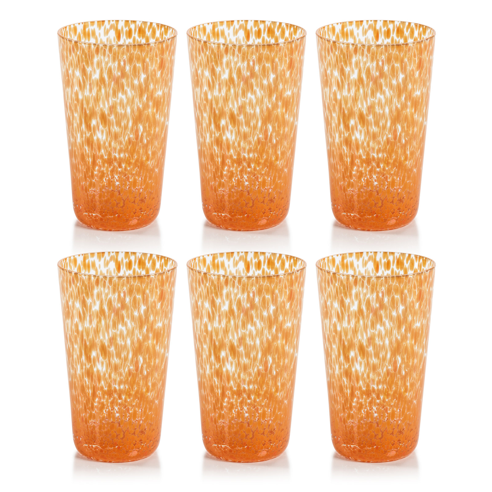 Willa Speckled Highball Glasses, Set of 6, Orange