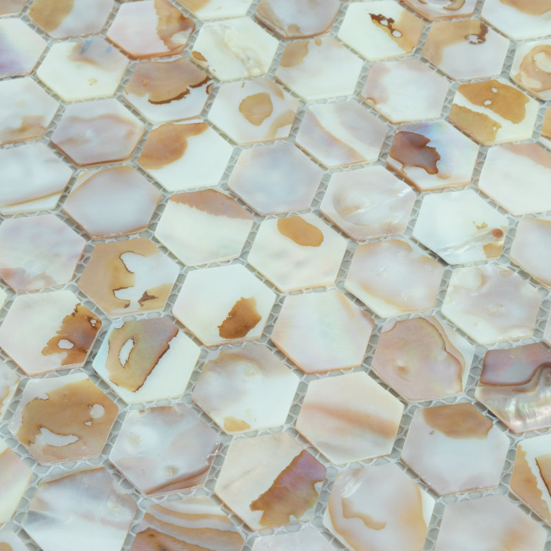 Carreau de mosaïque murale nid d'abeille en nacre de nacre 1 po x 1 po, Dune de sable