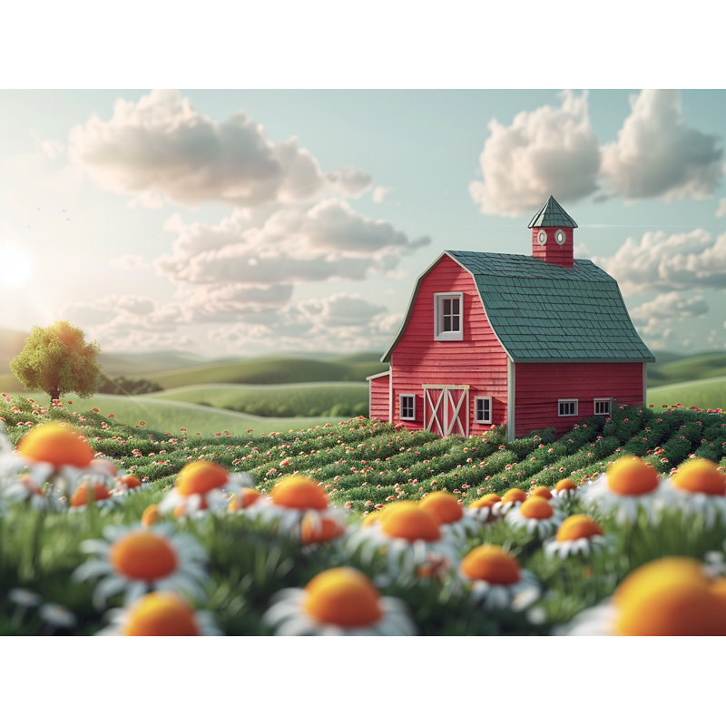 Barn Throw Pillow, Landscape  Pillows, 26"H x 26"W