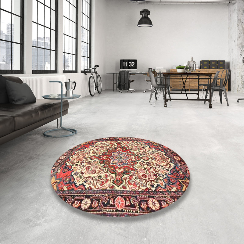 Tapis oriental rouge / brun / beige, Rond 6 pi