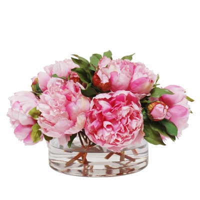 Peony Bouquet Floral Arrangement in Low Cylinder Vase