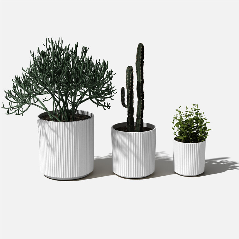 Demi Series Round Planter Set of 3, White