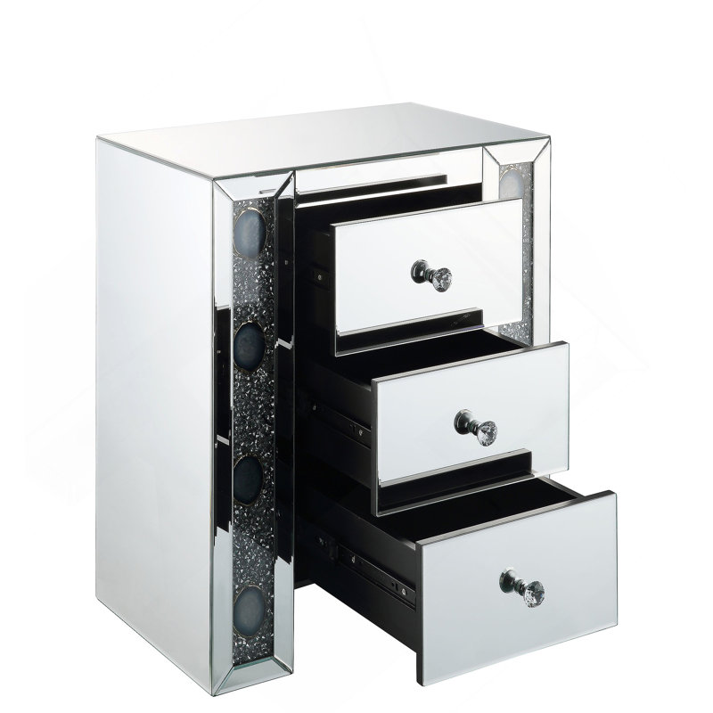 Table de bout en miroir, table de chevet, petite table d'appoint pour l'intérieur, H 26 po x l 14 po x P 22 po