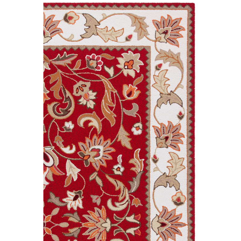 Tapis intérieur / extérieur rouge crocheté à la main Harkins, Rectangle 2 pi x 3 pi