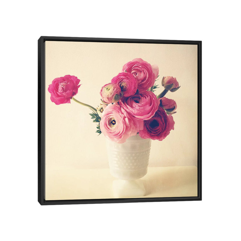 « spring bouquet », reproduction de photo sur toile tendue, H 26 po x l 26 po x P 1,5 po, Toile avec cadre noir, Pas de tapis