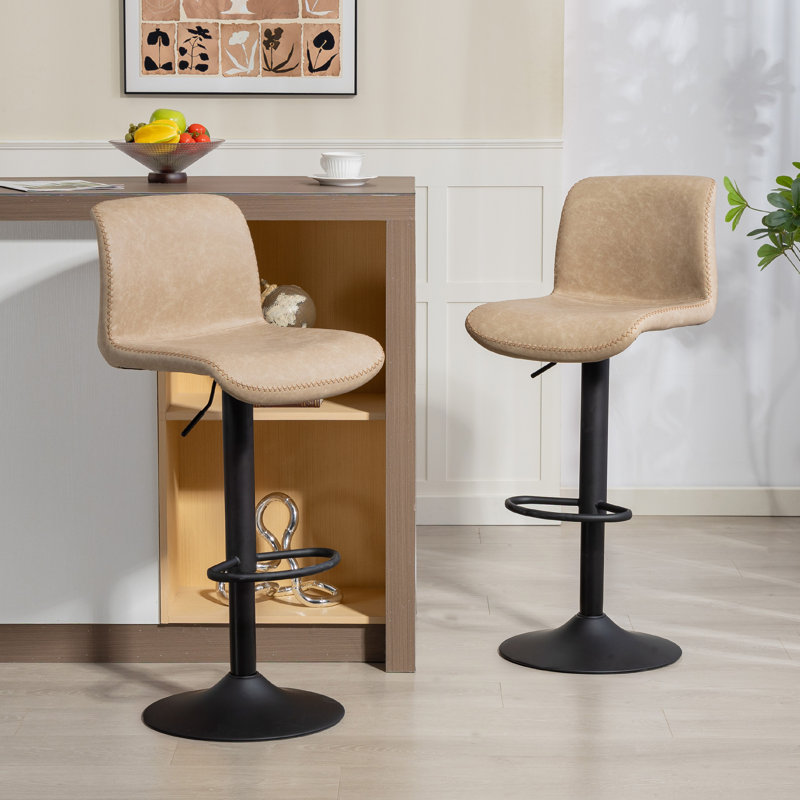 Joneer Swivel Upholstered Adjustable Height Counter Stool with Metal Frame, Light Brown