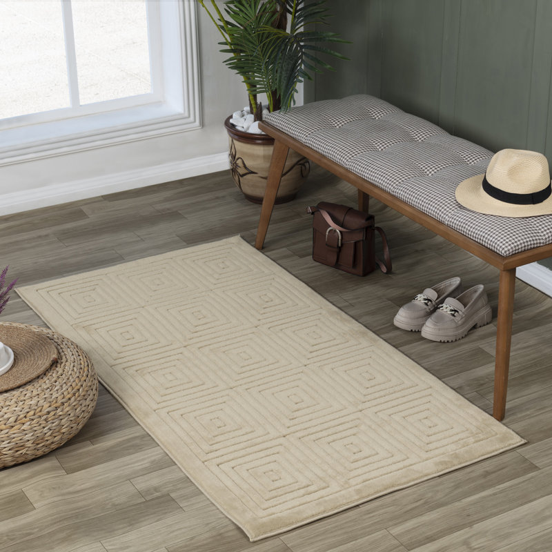 Sesame Modern Outdoor Rug, Geometric Stain Resistant Easy to Clean Rug For Patio, Balcony, Decks & Garden