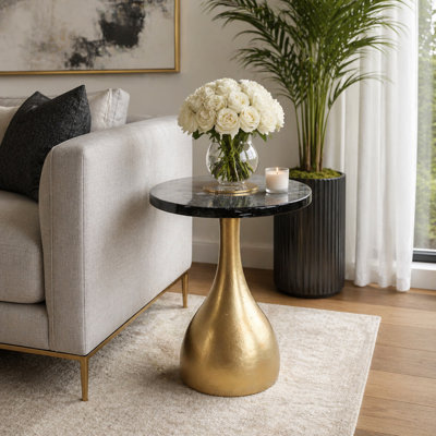 Modern Sculptural Pedestal End Table with Sleek Round Glass Top, Elegant Contemporary Side Table for Living Room, Bedroom, or Entryway Décor - 23"