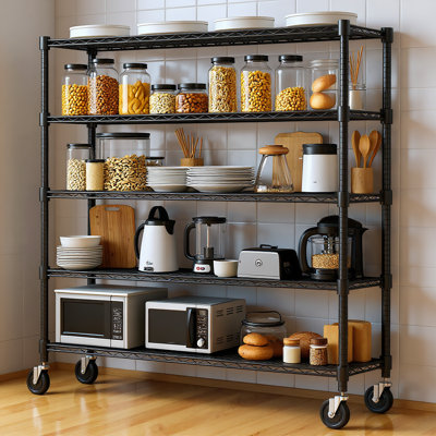 Heavy Duty Metal Wire Shelving Unit With Wheels, 800 Lb Capacity, Adjustable Garage Storage Rack