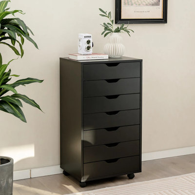 Mitchem Drawer Chest Wood File Cabinet Rolling Storage Dresser with Wheels for Home Office