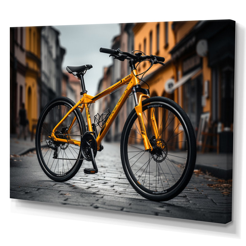 «Vélo Cityscape Escape», art mural sur toile, H 34 po x l 44 po x P 1,5 po, Toile tendue