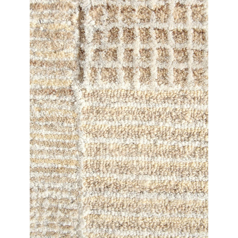 Zahi Hand Tufted Abstract Area Rug in Ivory/Beige, Rectangle 12' x 15'