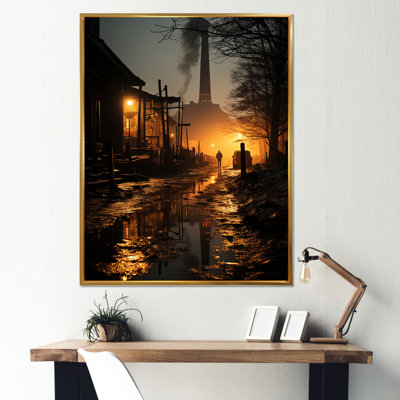 Paysage industriel rétro sur toile