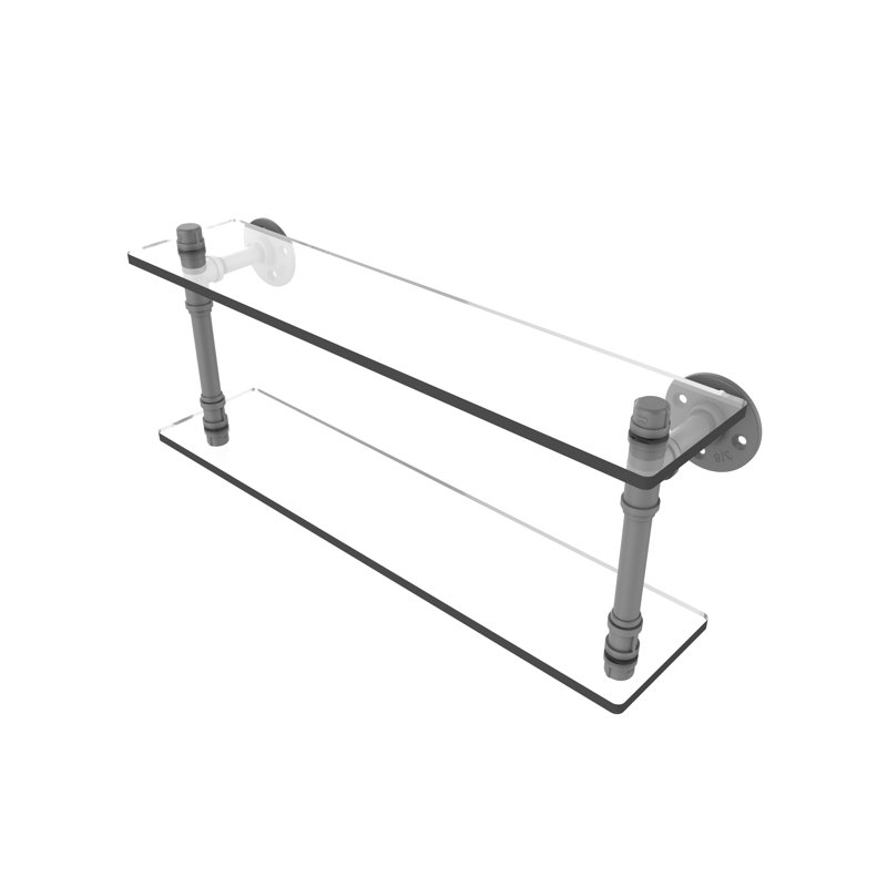 Bayer 2 Piece Industrial Pipe Shelves, Matte Gray, 9.4" H x 22" W x 5.6" D