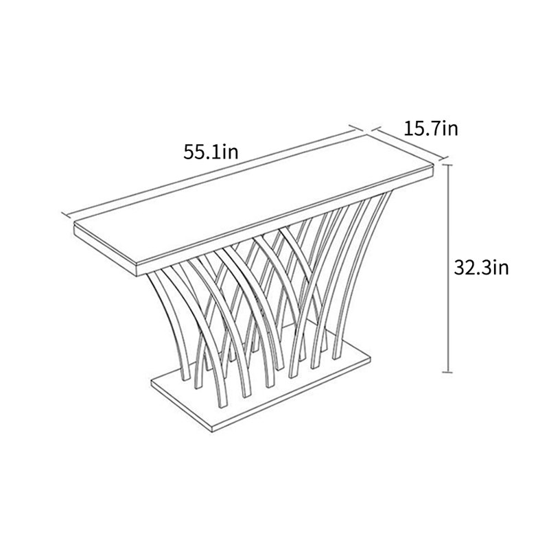Console luxueuse de style italien, Noir, H 32,3 po x l 55,1 po x P 15,7 po