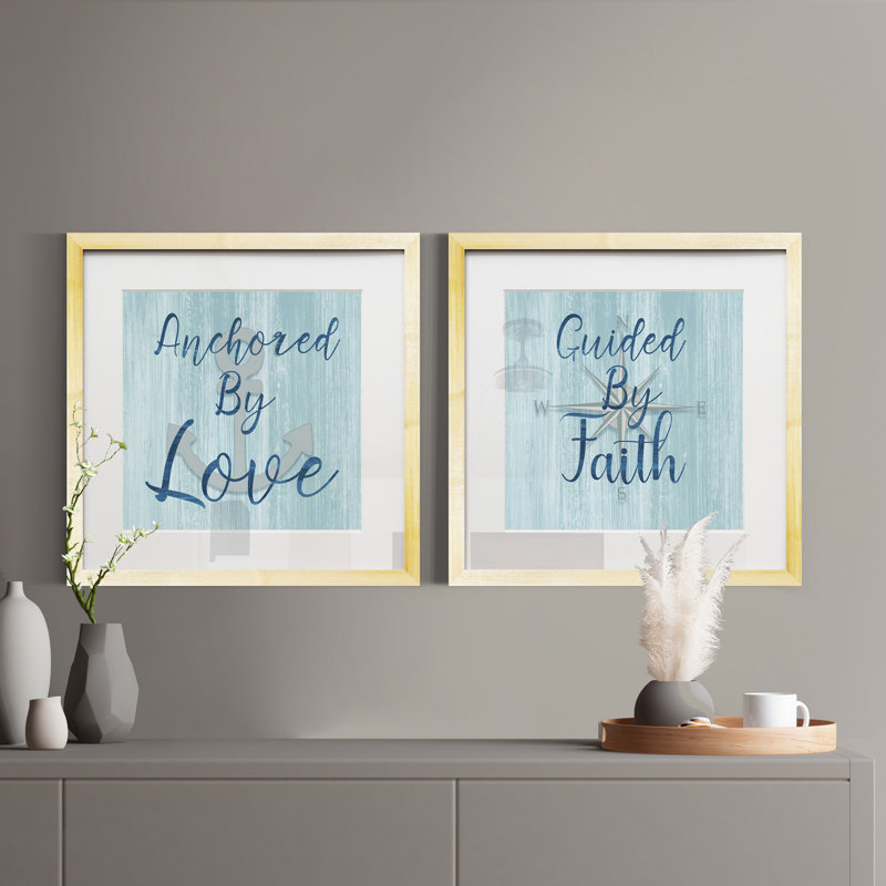 « Ancré » par amour, ensemble de 2 reproductions d’art textuel sur papier