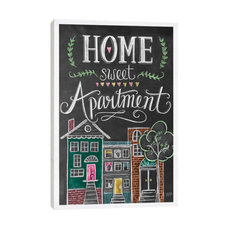 Home Sweet Apartment - Print on Canvas, White Floater Framed, 66.04cm H x 45.72cm W x 3.81cm D