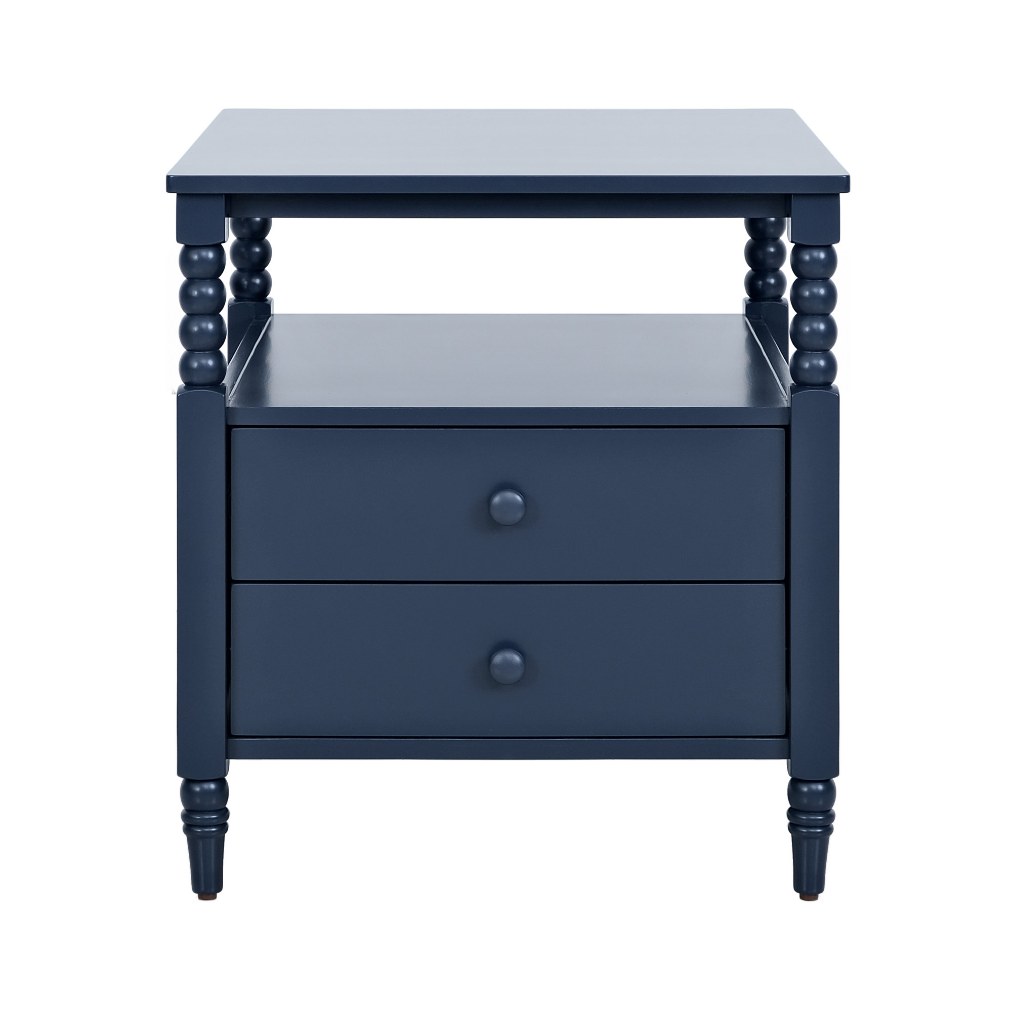 Benbrook Spindle Two Drawer Nightstand, Blue