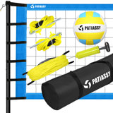 32ft Outdoor Portable Volleyball Net Set System - Quick & Easy Setup Adjustable Height Steel Poles