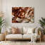 Art mural horizontal rayé à la cannelle en métal brun crème-1106776342