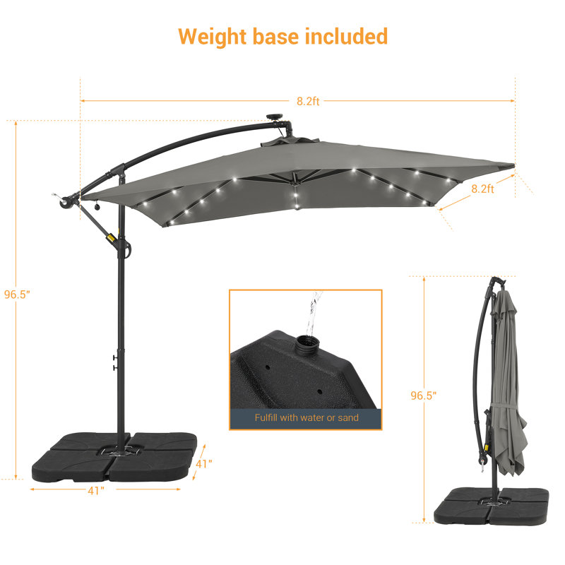 Parasol en porte-à-faux 98,4 po Dannii-Leigh, gris
