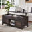 48"W Farmhouse Lift Top Storage Coffee Table with Sliding Barn Door & Adjustable Shelf-135533249