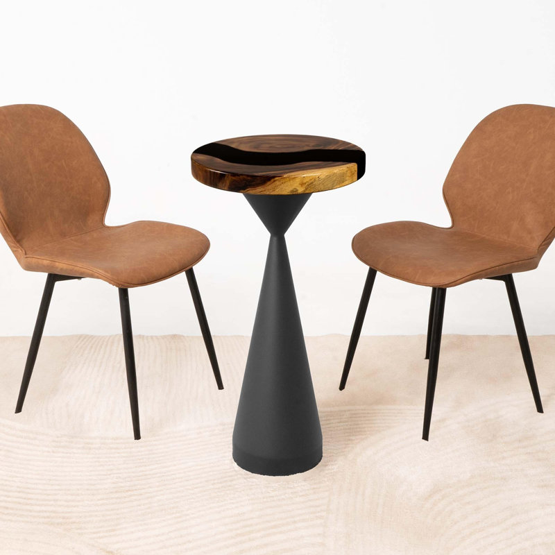 Table de bout ronde en époxy fabriquée à la main de 15 po de diamètre, H 28 po x L 15 po x l 15 po