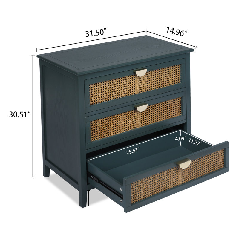 Commode 3 tiroirs Alani, Vert