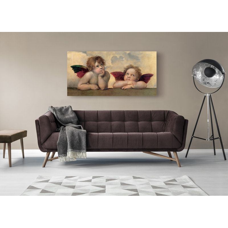 Raphael's Angels, The Sistine Cherubs by Raffaello - No Frame Print on Canvas, 60cm H x 120cm W x 4cm D