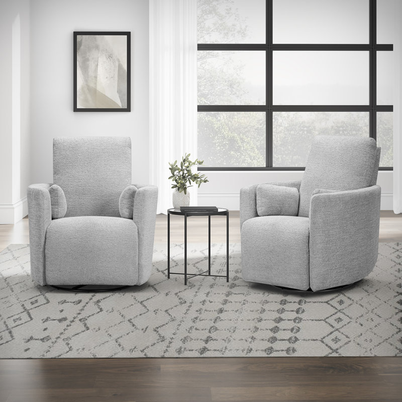 Coiscou Manual Swivel Glider Recliner Two Pack, Vincent Fog