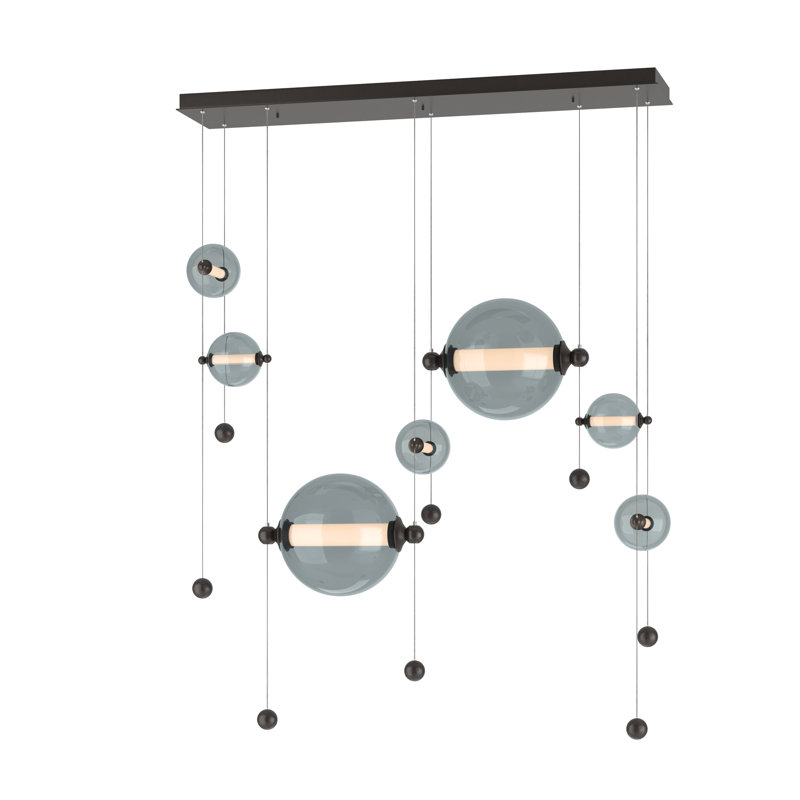 Luminaire suspendu en forme de globe à 7 lumières Abacus, Gris froid, Bronze huilé