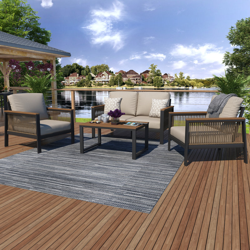 Townsend 4 - Person Outdoor Seating Group with Sunbrella® Cushions, Cast Silver