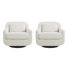 Fauteuil surdimensionné rembourré en chenille beige avec coussin et base en métal