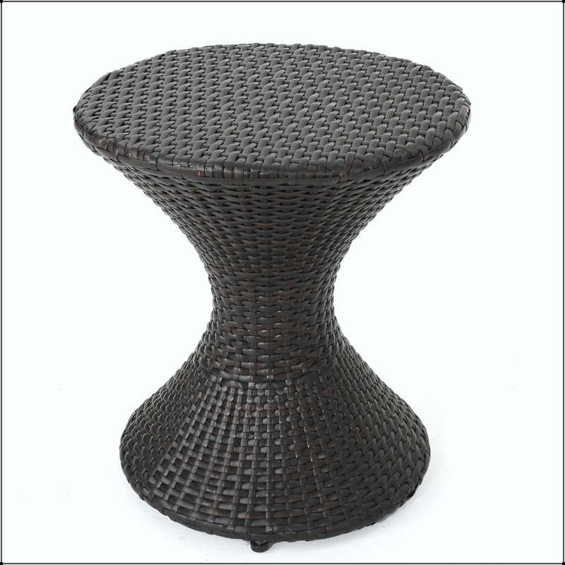 Table d'appoint d'extérieur en osier de 16 po en forme de sablier brun