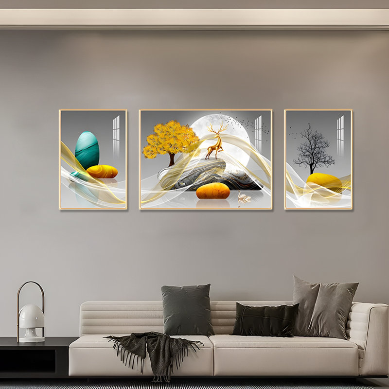 Impression encadrée 3 pièces, H 23,62 po x l 1,18 po x P 62,99 po