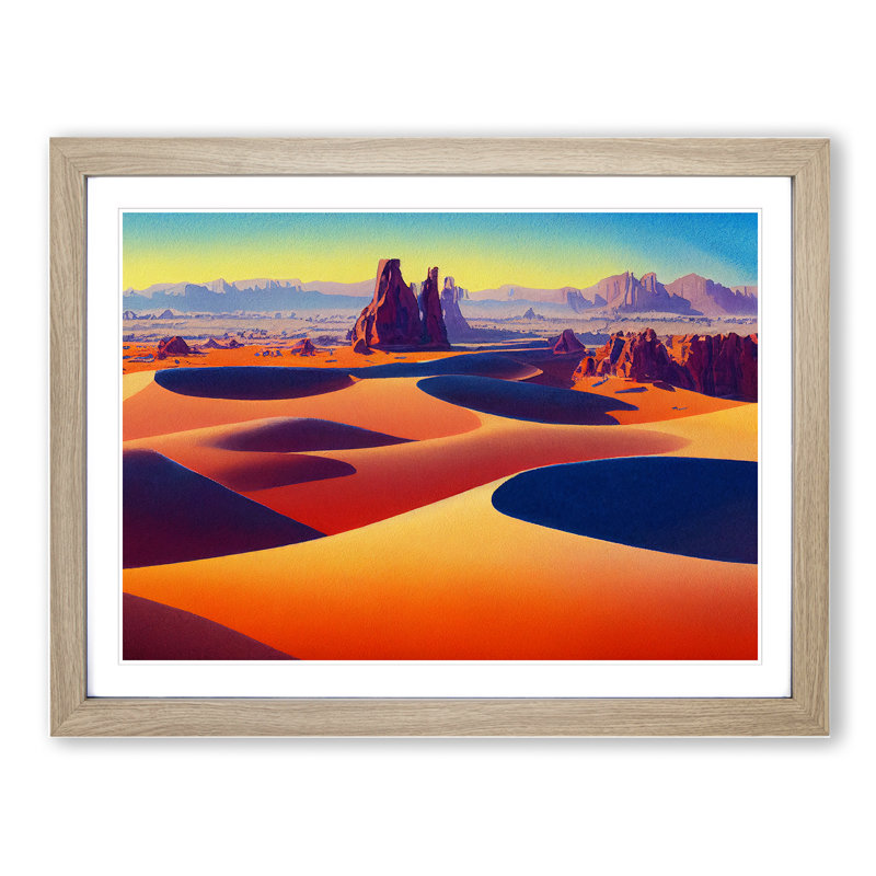Desert View Vol.2 1 Piece Single Picture Frame Painting, 34cm H x 46cm W x 2cm D, Oak