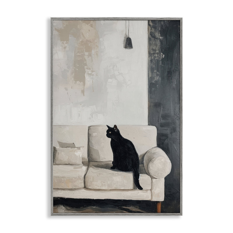 «Black Cat On Canapé», estampe numérique, design par Lsr Creative Studio, Estampe numérique Farmhouse, H 18 po x l 12 po