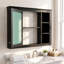 Armoire à pharmacie rectangulaire en panneau de fibres à densité moyenne 35 po avec miroir et 6 tablettes ouvertes-131527470