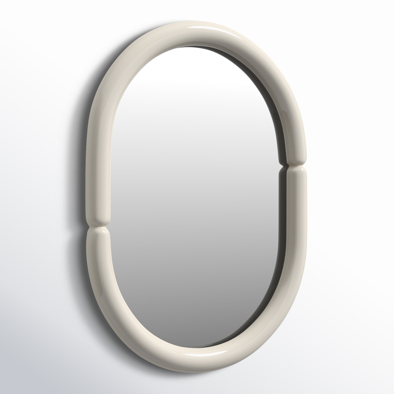Lorinda Solid Wood Oval Wall Mirror, Beige