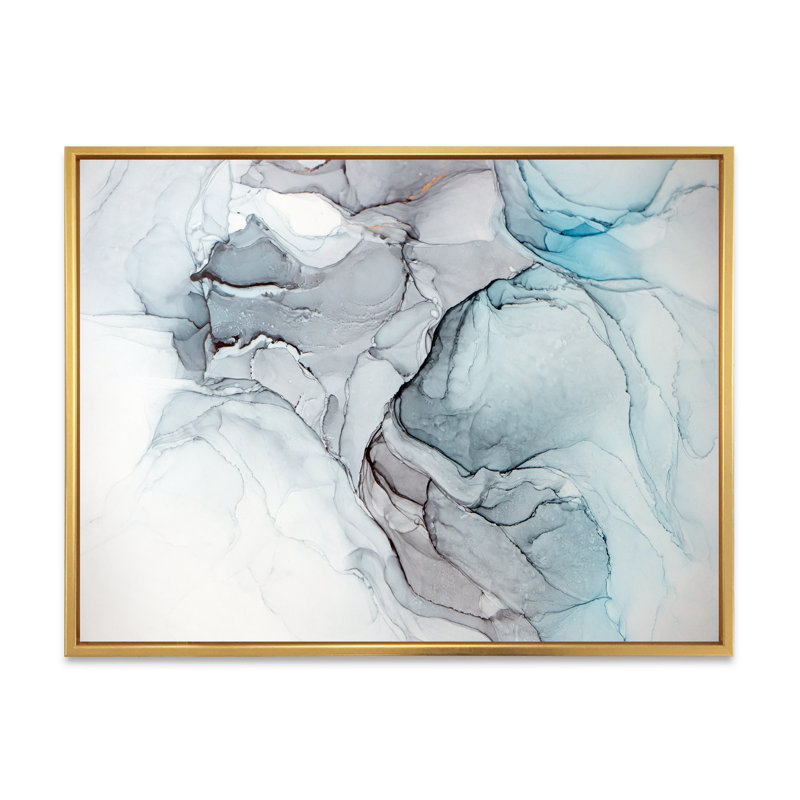 Luxry Blue and Grey Marble Art Ripples IV - Art mural moderne sur toile, H 8 po x l 12 po x P 1 po