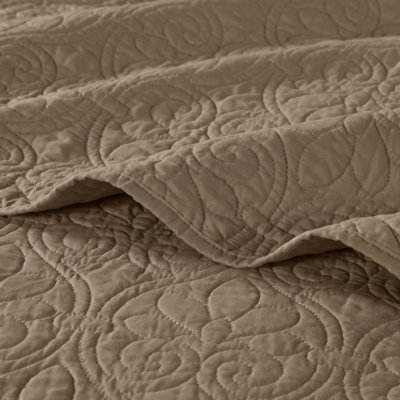 Ensemble de courtepointe réversible matelassée en coton, couleur moka, format King/Cal King