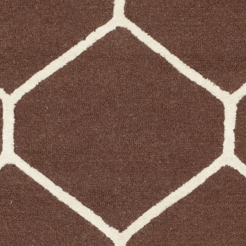 Handmade Dark Brown and Ivory Wool Geometric Area Rug
