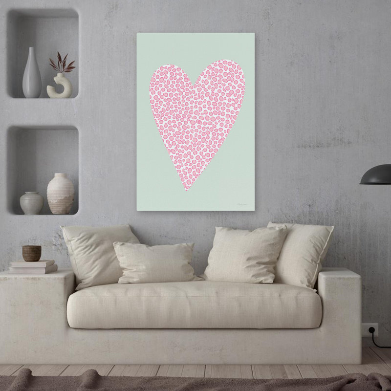 Cœur rose tacheté, H 24 po x l 36 po