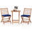 3 Pcs Acacia Wood Patio Bistro Set Folding Outdoor Table And Chairs With Cushions