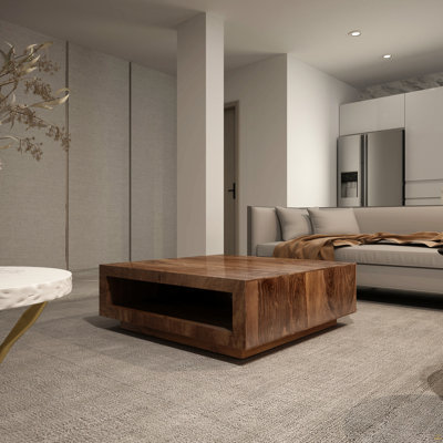 Modern Low Profile Solid Wood Coffee Table