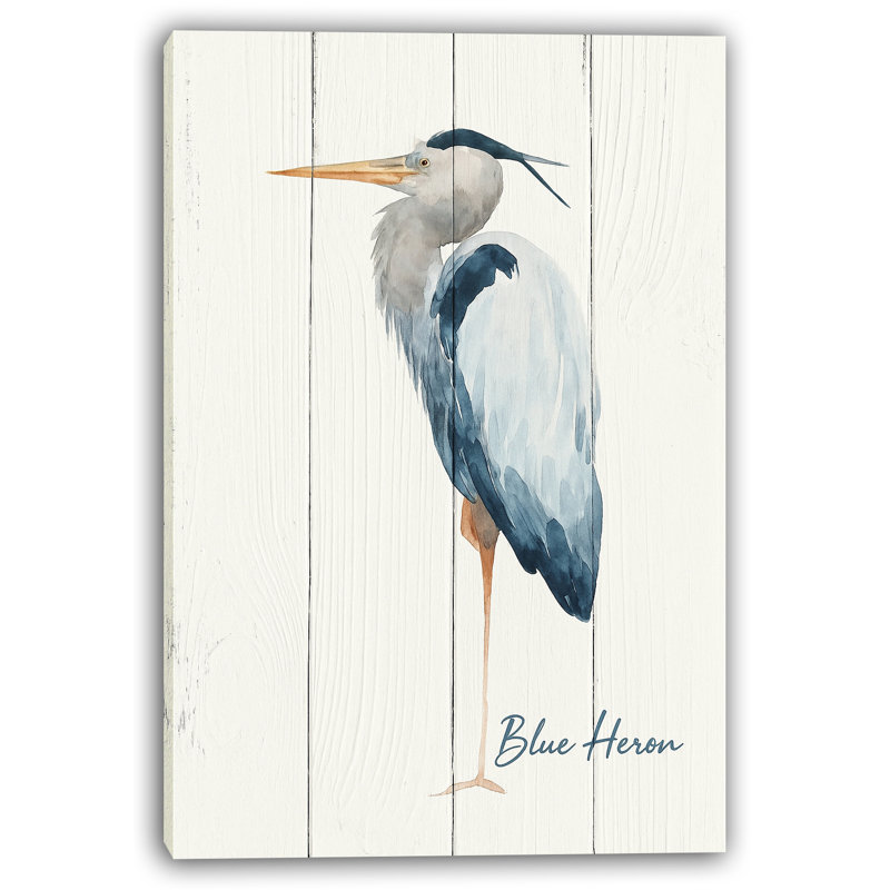 «Blue Heron Serenity», art mural sur toile, H 24 po x l 16 po