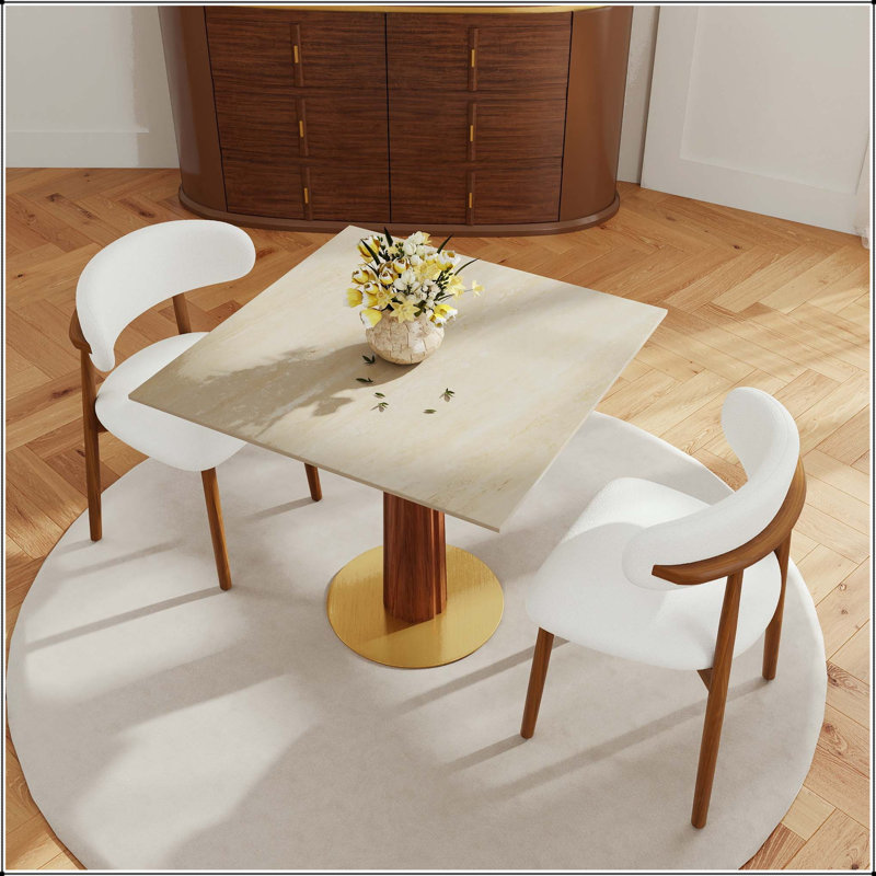 Table de salle à manger 33,5 po, Beige, Pierre