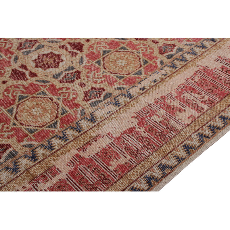 Distressed Homage Hand Knotted Wool Geometric Area Rug, Rectangle 8' x 10'